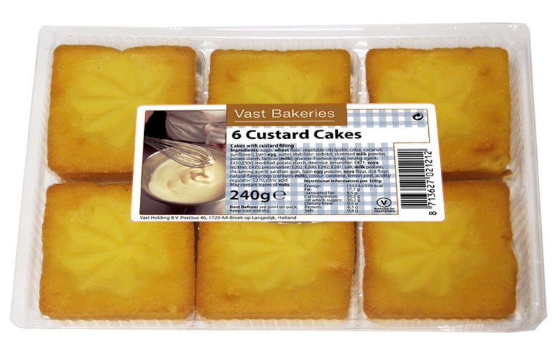 Vast Bakeries 6 Custard Cakes 260g (Jan 23 - Feb 24) RRP 2.25 CLEARANCE XL 59p or 2 for 1